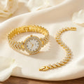Montre Femme Strass et Bracelet Cœurs Assorti – set montre + bracelet cœurs, or