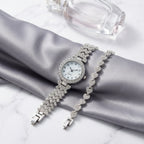 Montre Femme Strass et Bracelet Cœurs Assorti – set montre + bracelet cœurs, argent