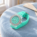 Montre Femme Silicone Cadran Lumineux – bracelet et cadran vert menthe