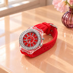 Montre Femme Silicone Cadran Lumineux – bracelet et cadran rouge