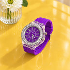 Montre Femme Silicone Cadran Lumineux – bracelet et cadran violet