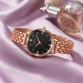 Montre Femme Cadran Dégradé Facetté Or Rose – cadran noir