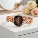 Montre Femme Cadran Dégradé Facetté Or Rose – cadran dégradé brun chocolat