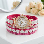 Montre Bracelet Femme Multi-Tours Strass – lanières fuchsia