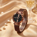 Montre Femme Ciel Étoilé Maille Aimantée – brun cuivré