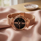 Montre Femme Ciel Étoilé Maille Aimantée – or rose champagne