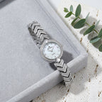 Montre Bijou Femme Ovale Sertie de Strass – argent, cadran nacré