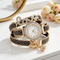 Montre Femme Double Tour LOVE Strass – lanière pailletée noire