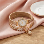 Montre Femme Double Tour LOVE Strass – lanière pailletée champagne doré