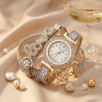 Montre Femme Double Tour LOVE Strass – lanière pailletée argent