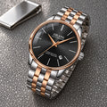 Montre Homme Squelette Luxe Acier – bicolore or rose, cadran noir