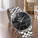 Montre Homme Squelette Luxe Acier – acier, cadran noir
