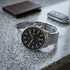 Montre Homme Chronographe Acier – acier argent, cadran noir